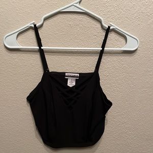 Black front criss cross crop top